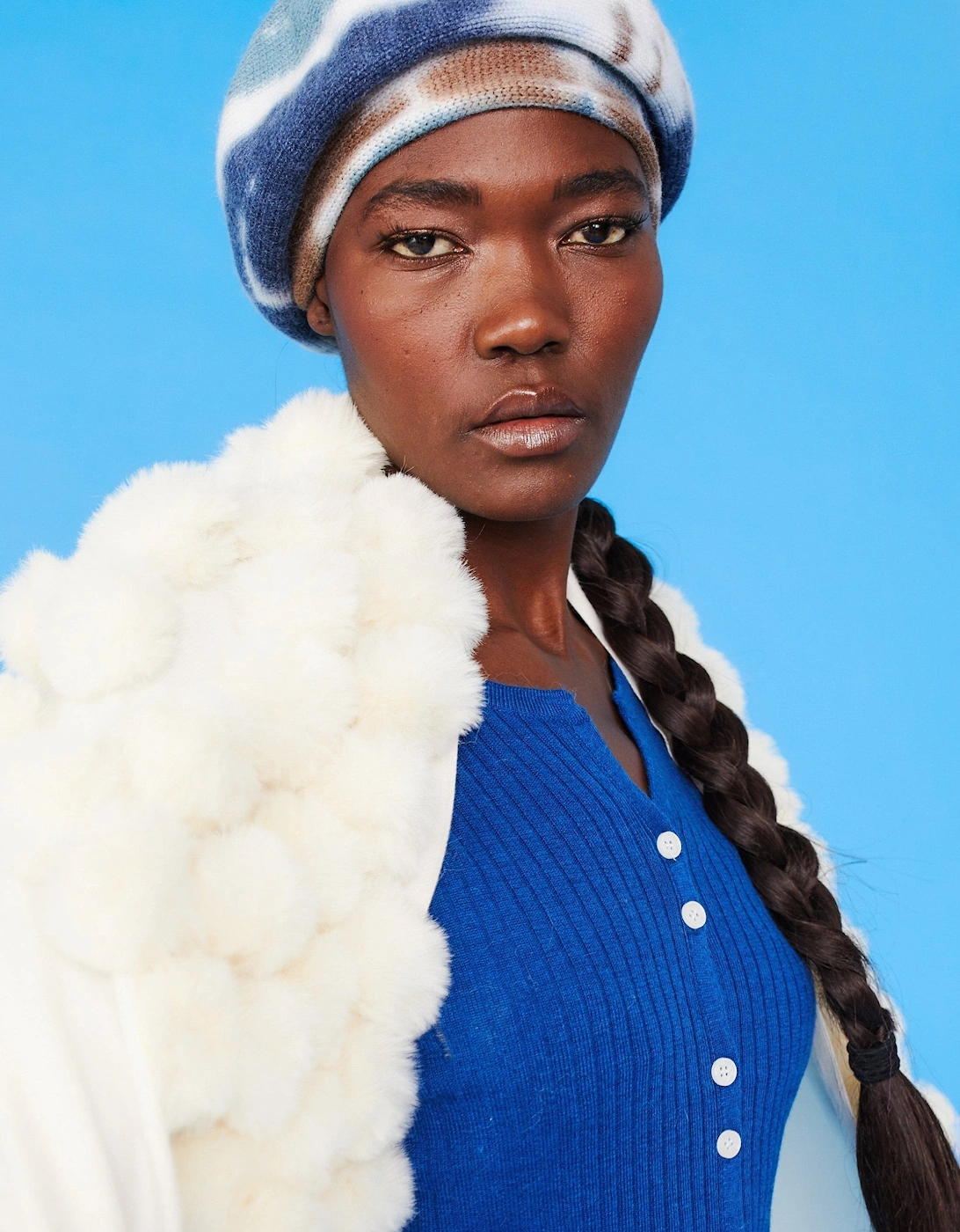 Tie-Dye Beret in Blue and Brown, 2 of 1