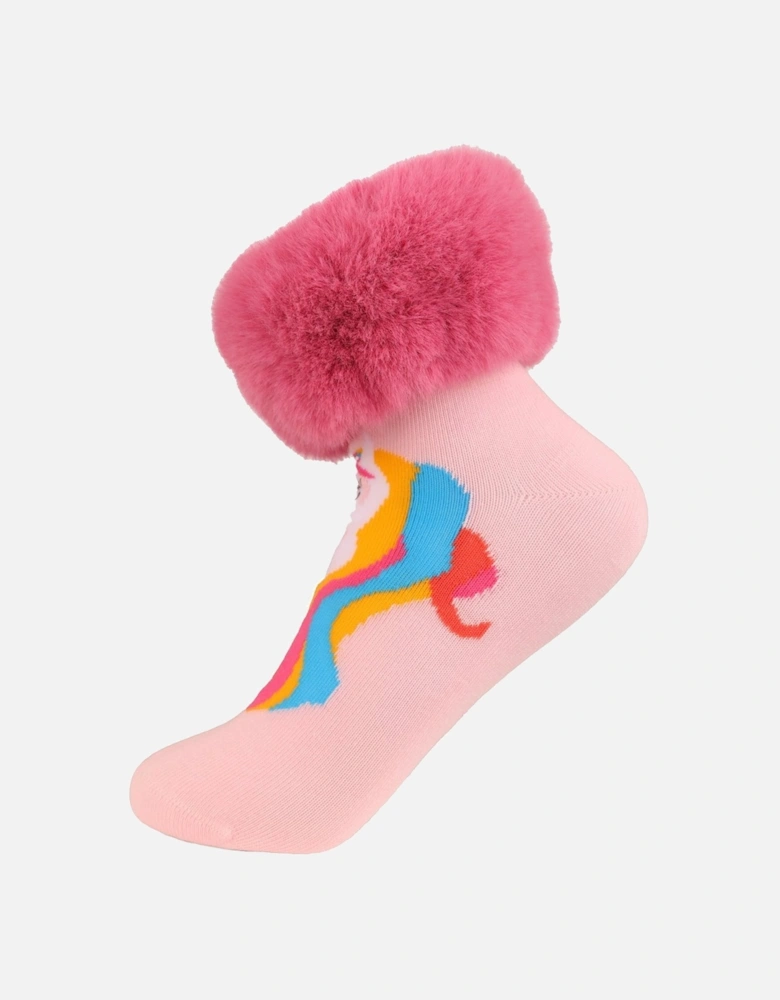Light Pink Silk Blend Socks with Unicorn Pattern