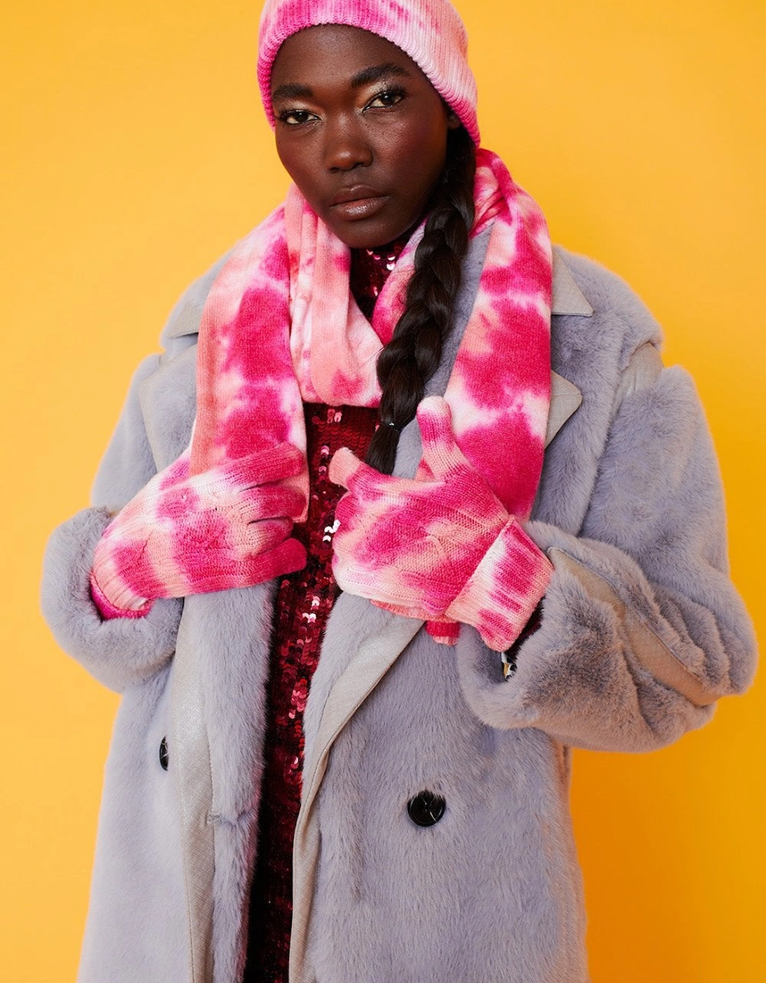 Cashmere and Banana Peel Pink and White Tie Dye Scarf, 4 of 3