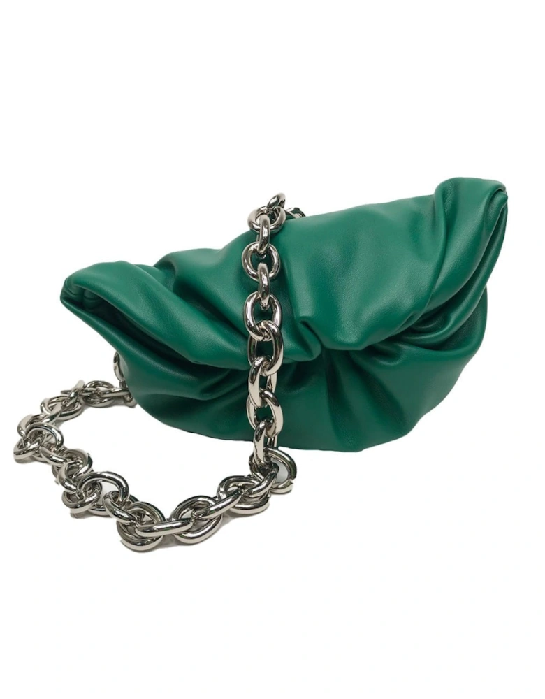 Green Charlotte Leather Bag With Silver Chain