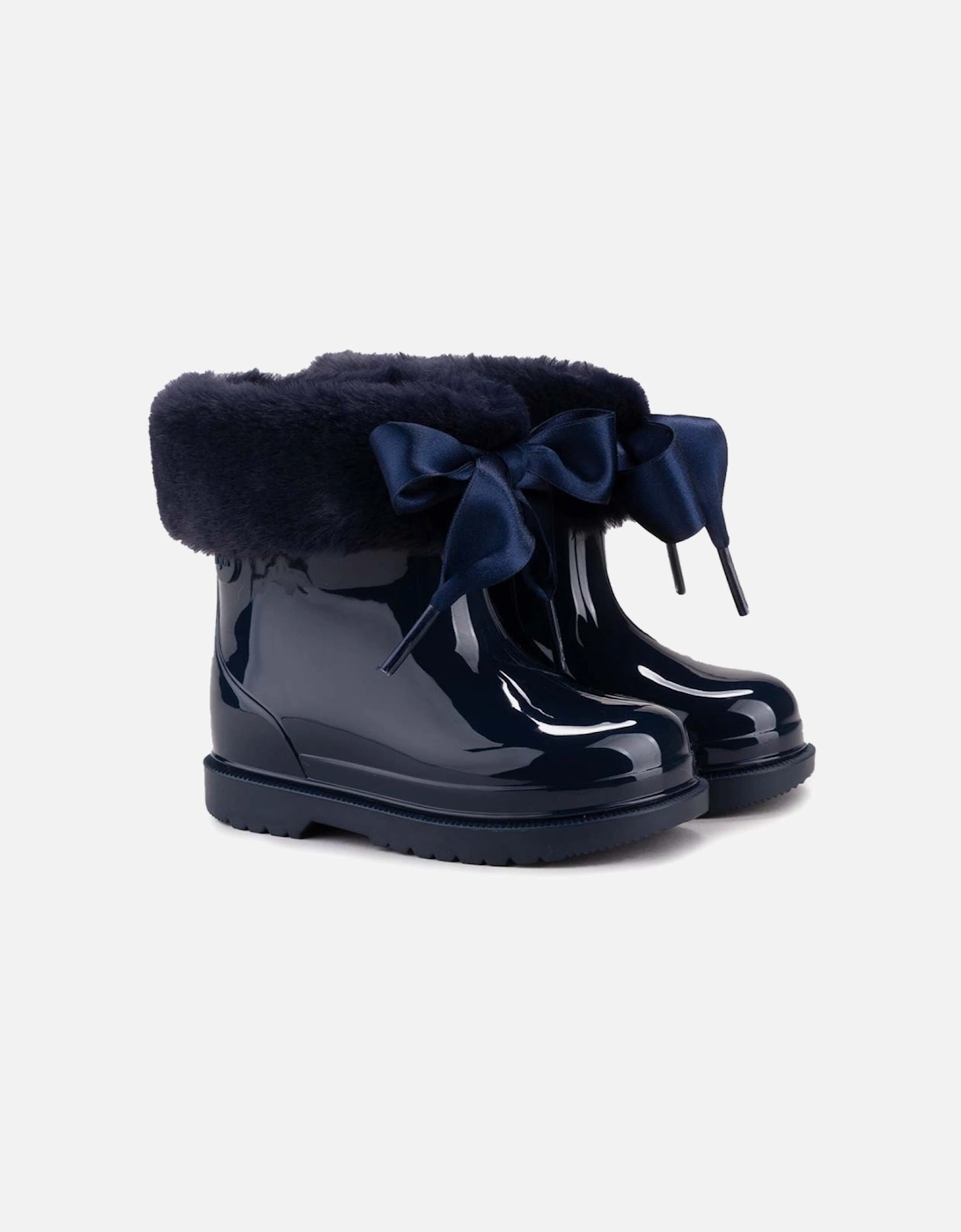 Navy Faux Fur Boots, 2 of 1