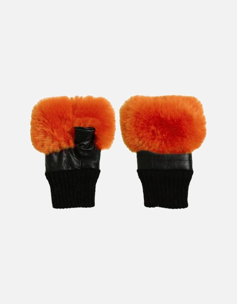 Red Faux Fur Fingerless Gloves