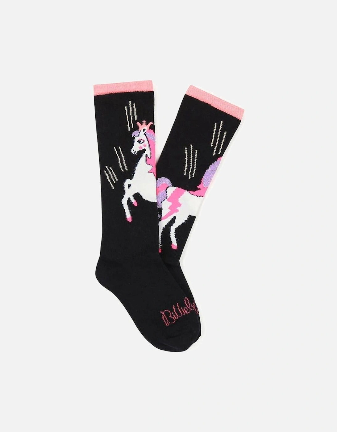 Girls Navy Unicorn Socks, 2 of 1
