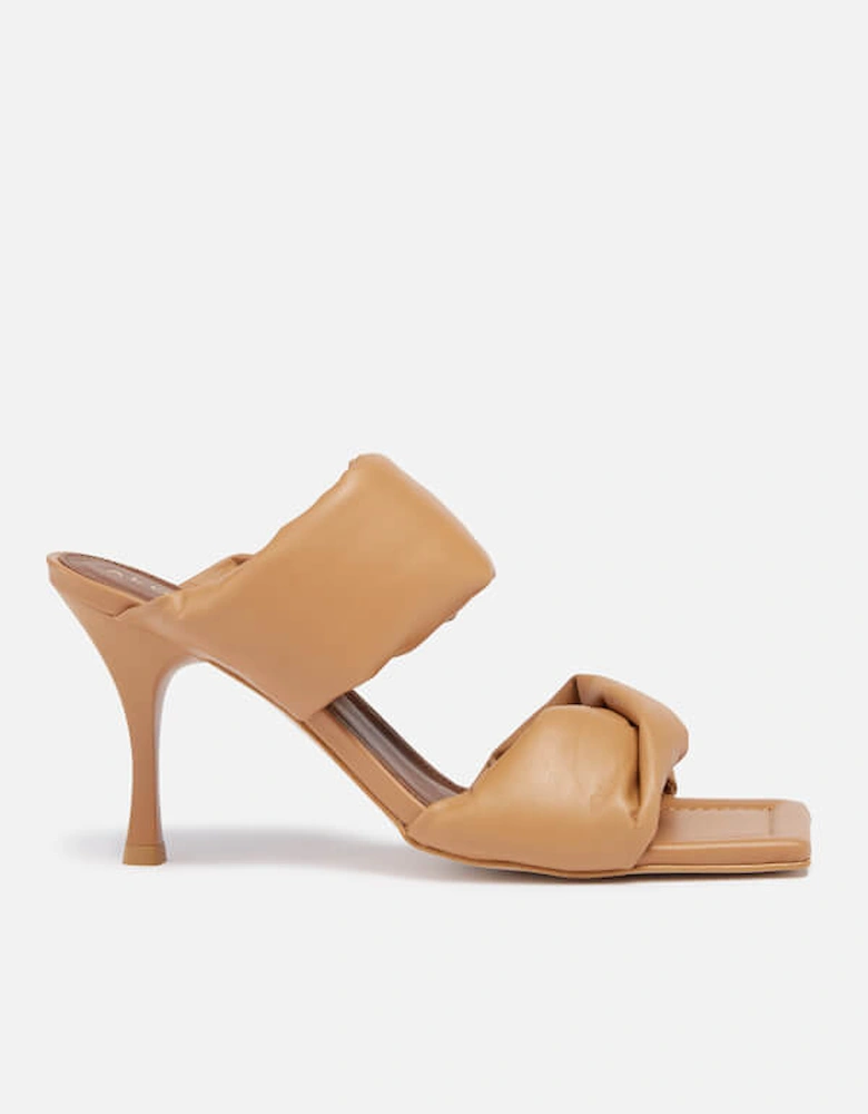 Women's Twist Leather Heeled Sandals - Camel