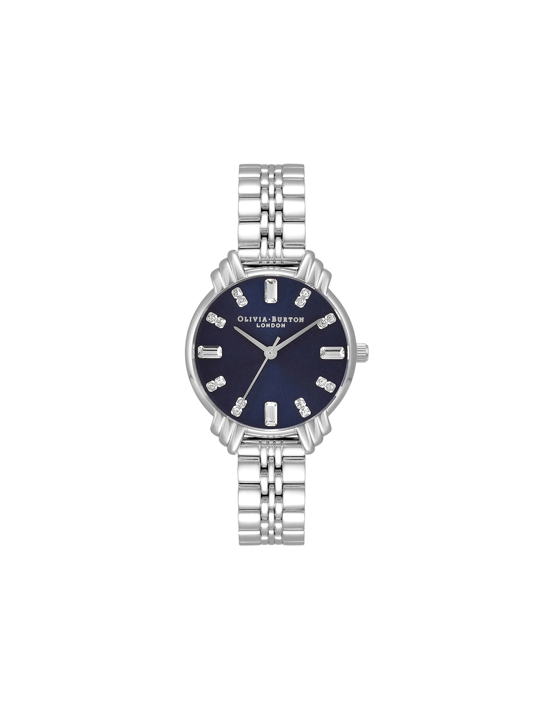 Art Deco Midi Dial Navy & Silver Bracelet Watch, 3 of 2