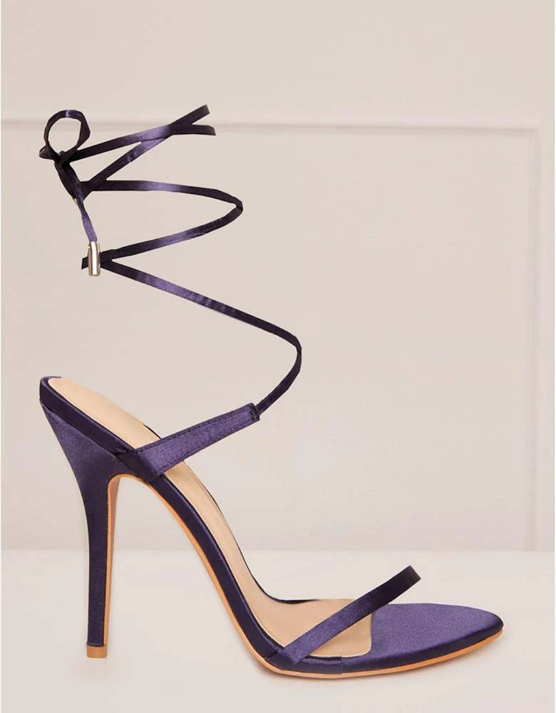 High Heel Lace Up Sandal In Navy