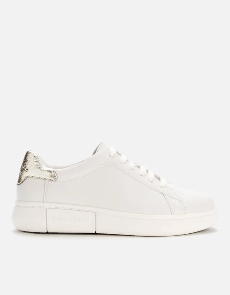 New York Women's Lift Leather Cupsole Trainers - Optic White/Pale Gold