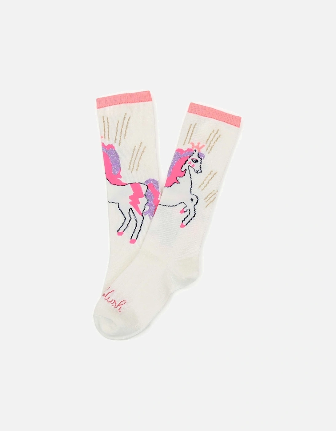 White and Pink Unicorn Knee Socks