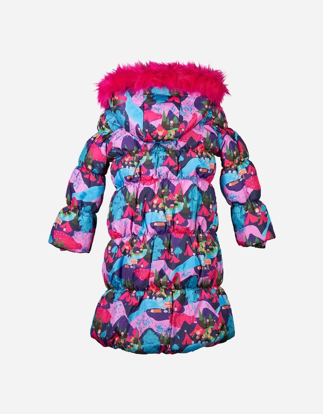 Navy Multicoloured Long Puffer Coat