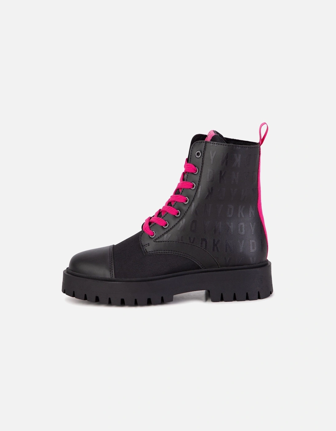 Black and Fuchsia Logo Boots