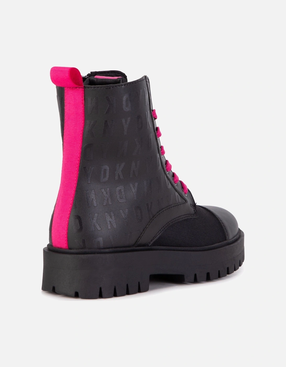 Black and Fuchsia Logo Boots