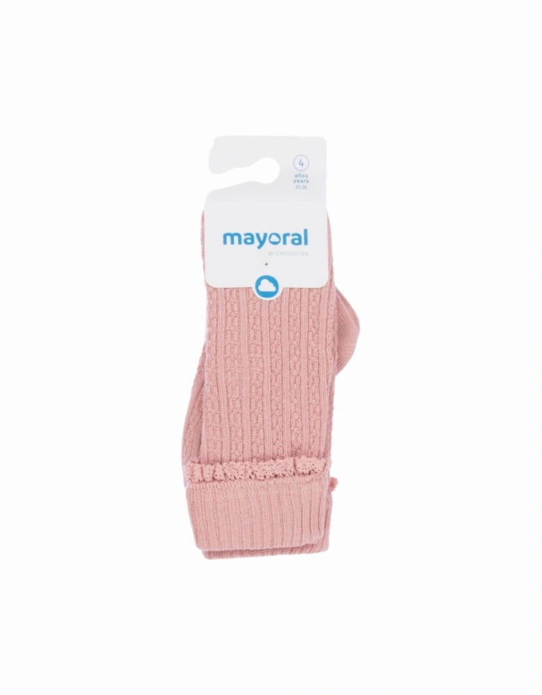 Pink Ribbed Knee Socks