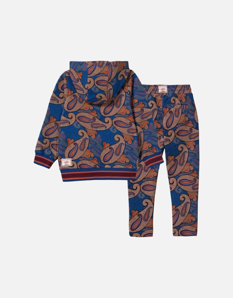 Navy Paisley Print Tracksuit