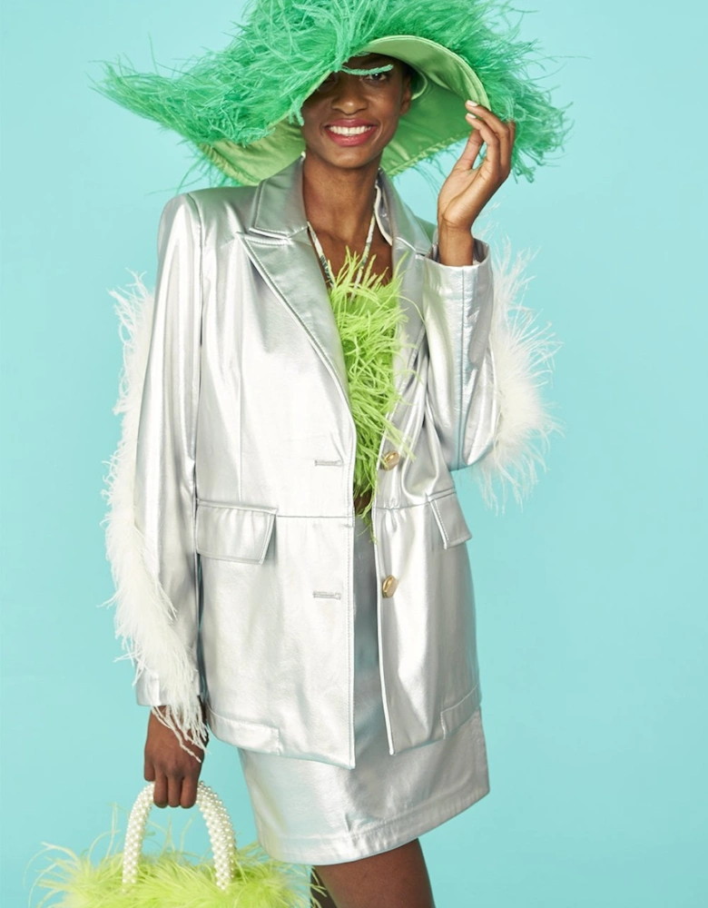 Green Ostrich Feather Flapper Oversized Hat