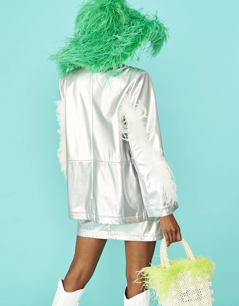 Green Ostrich Feather Flapper Oversized Hat
