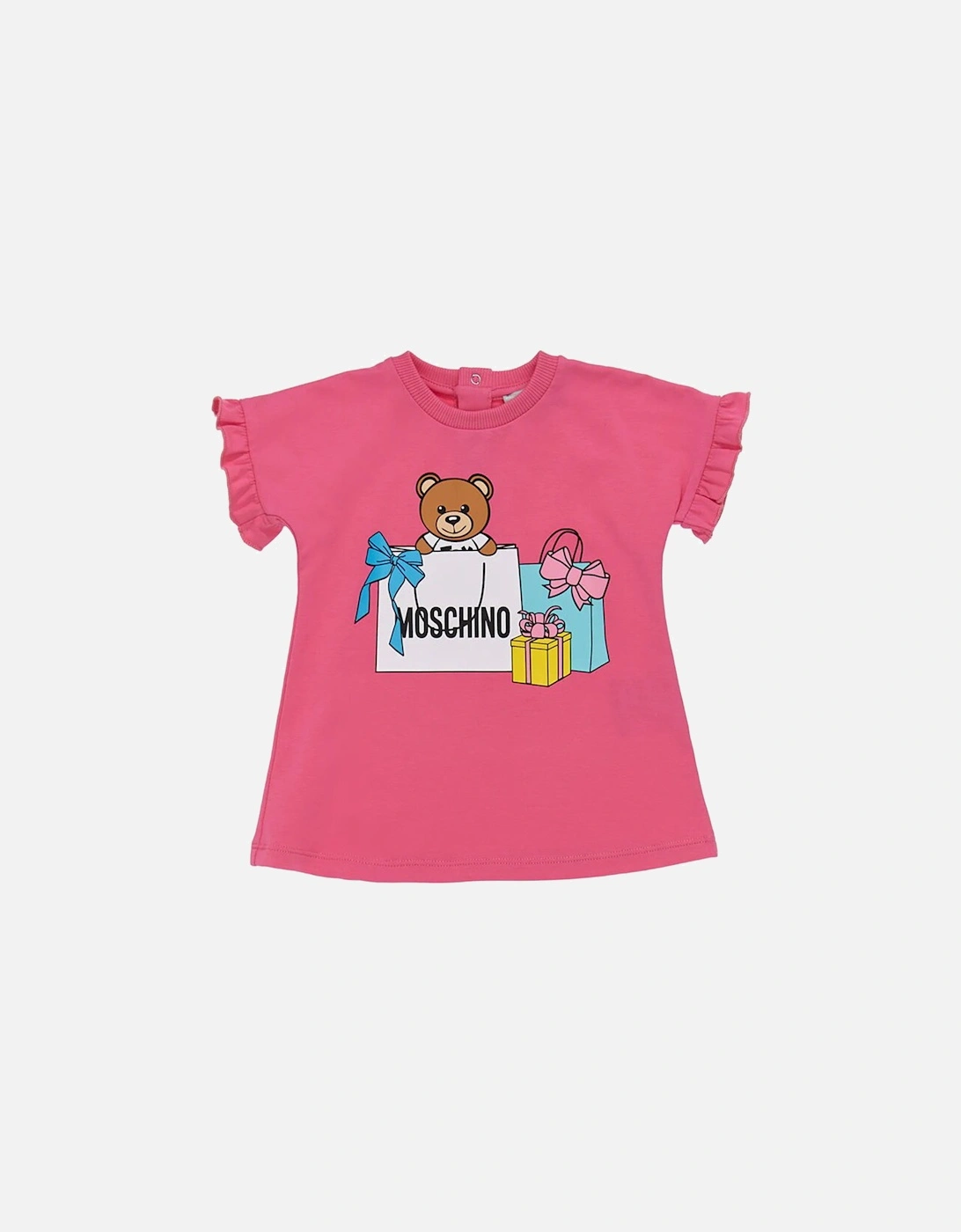 Baby Girls Bear and Gift Print T-shirt Pink, 3 of 2