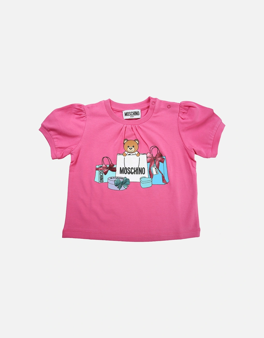 Baby Girls Teddy and Gifts Print T-shirt Pink, 2 of 1