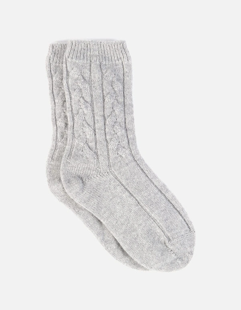 Cashmere Cable Knit Socks - Grey