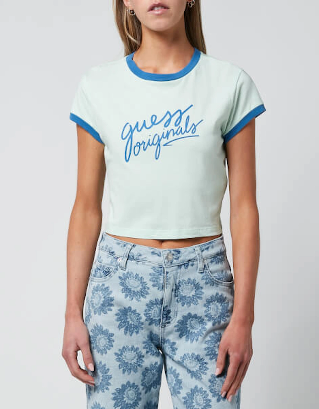 Women's Go Ss Cropped Ringer T-Shirt - Soft Jade, 2 of 1