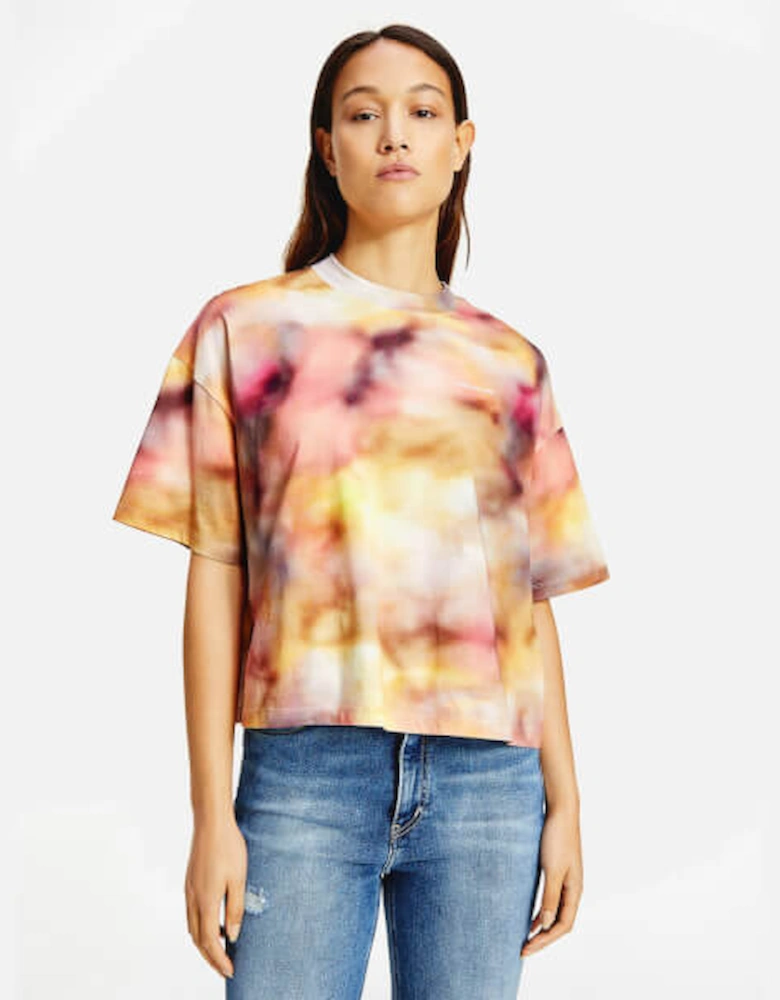 Jeans Women's Organic Cotton All Over Print T-Shirt - Blurred Abstract Aop