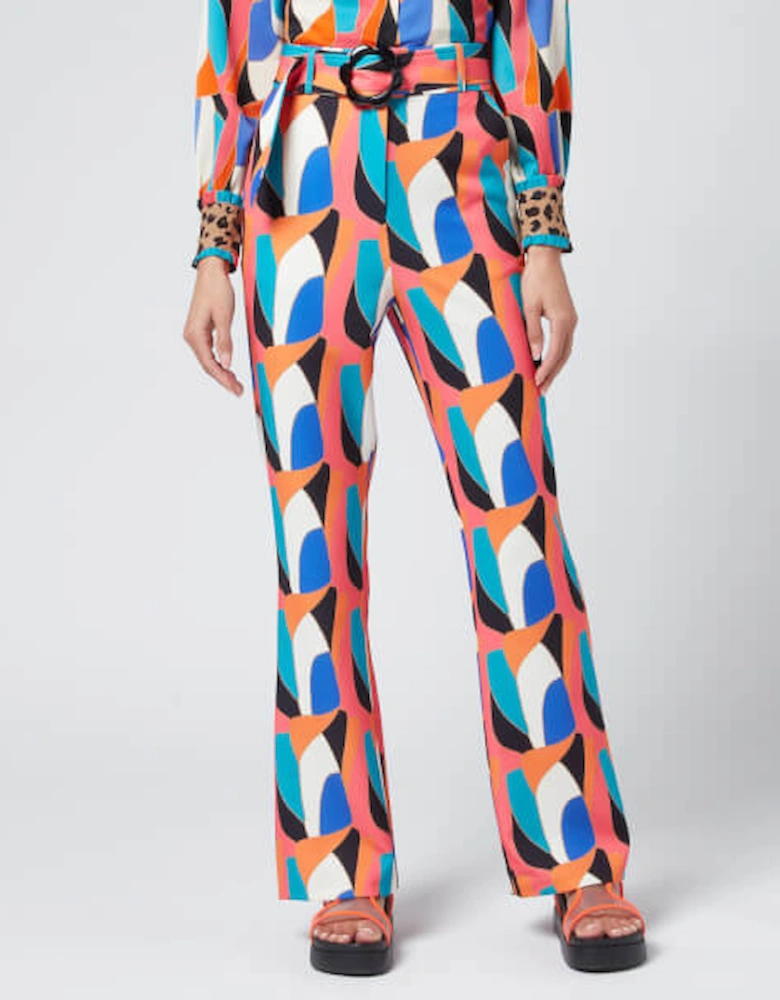 Women's Abstract Straight Leg Trousers - Multi