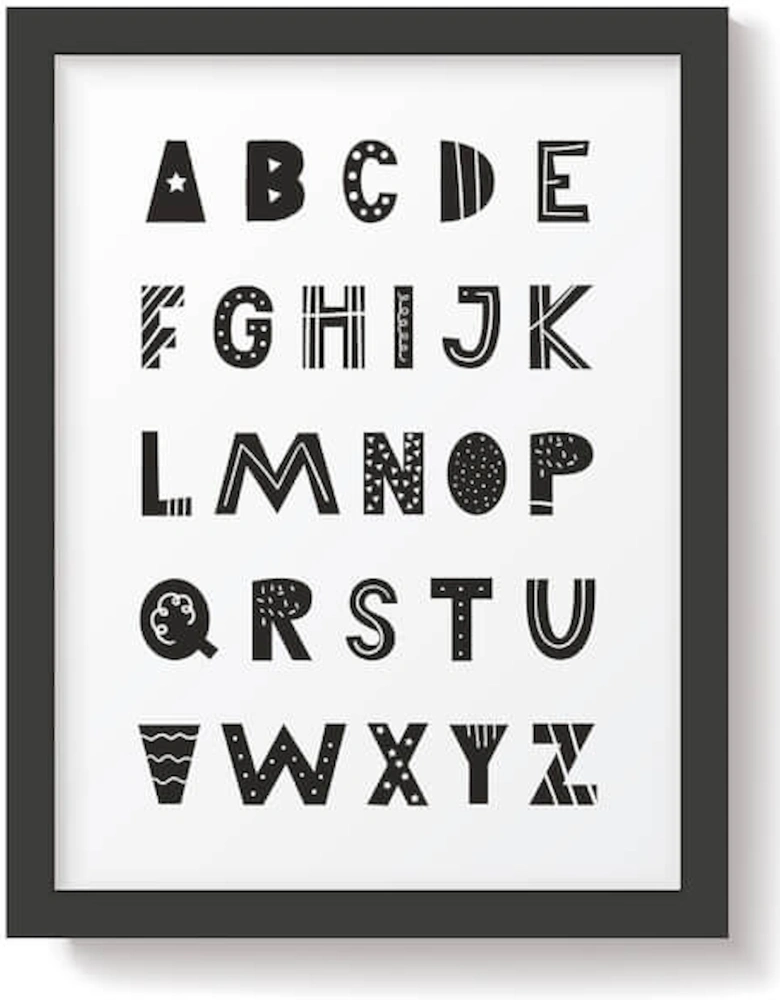 Snüz Alphabet Nursery Print - Monochrome