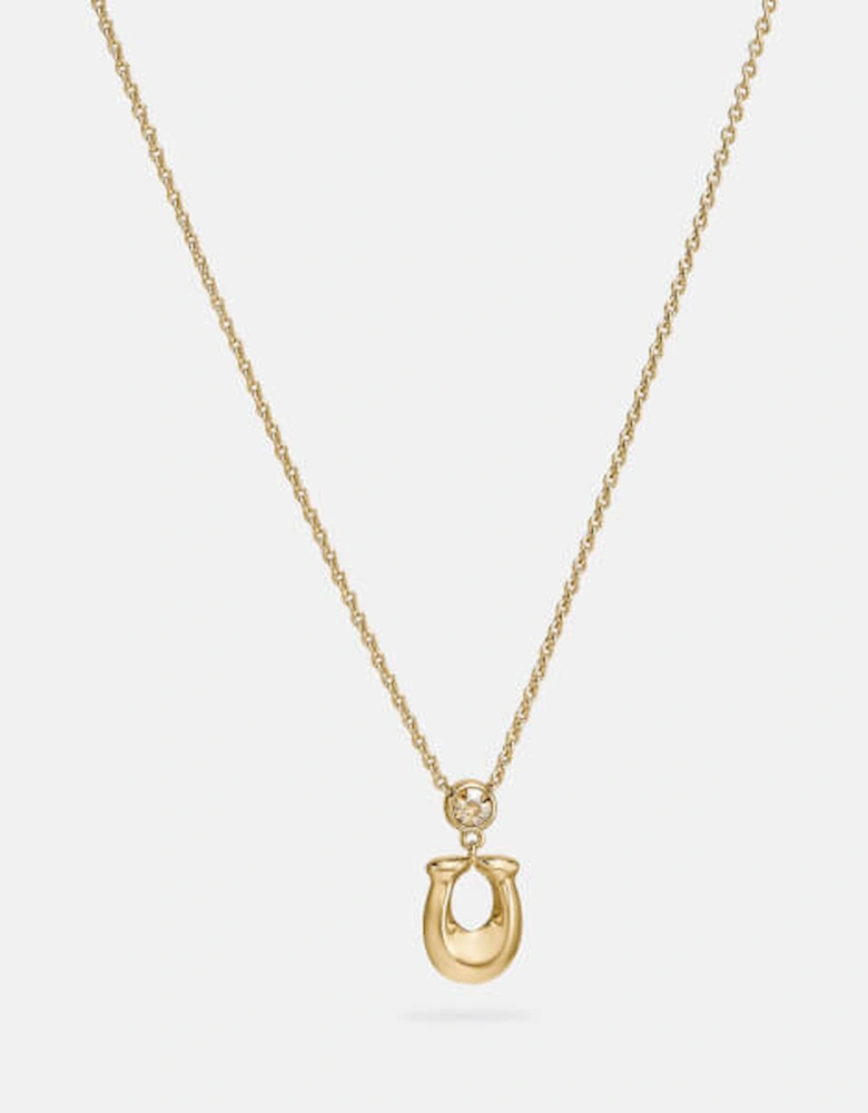 Women's C Crystal Necklace - Gold/Clear