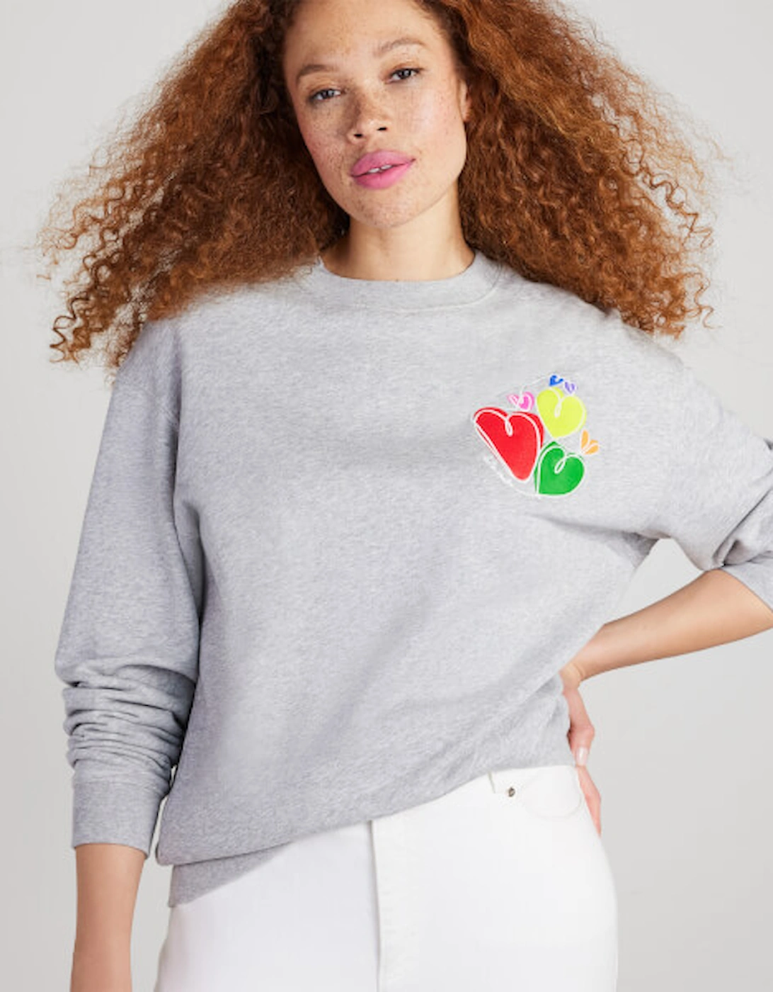 New York Women's Pride Hearts Sweatshirt - Grey Melange, 2 of 1