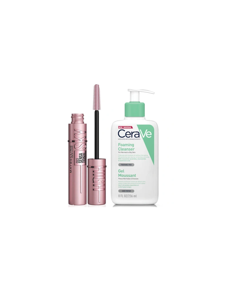 CeraVe Foaming Cleanser and Sky High Mascara Duo for Oily Skin