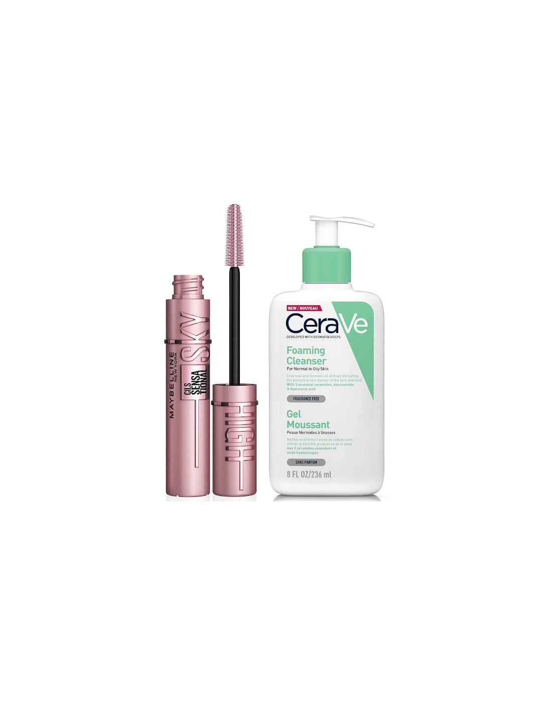 CeraVe Foaming Cleanser and Sky High Mascara Duo for Oily Skin, 2 of 1