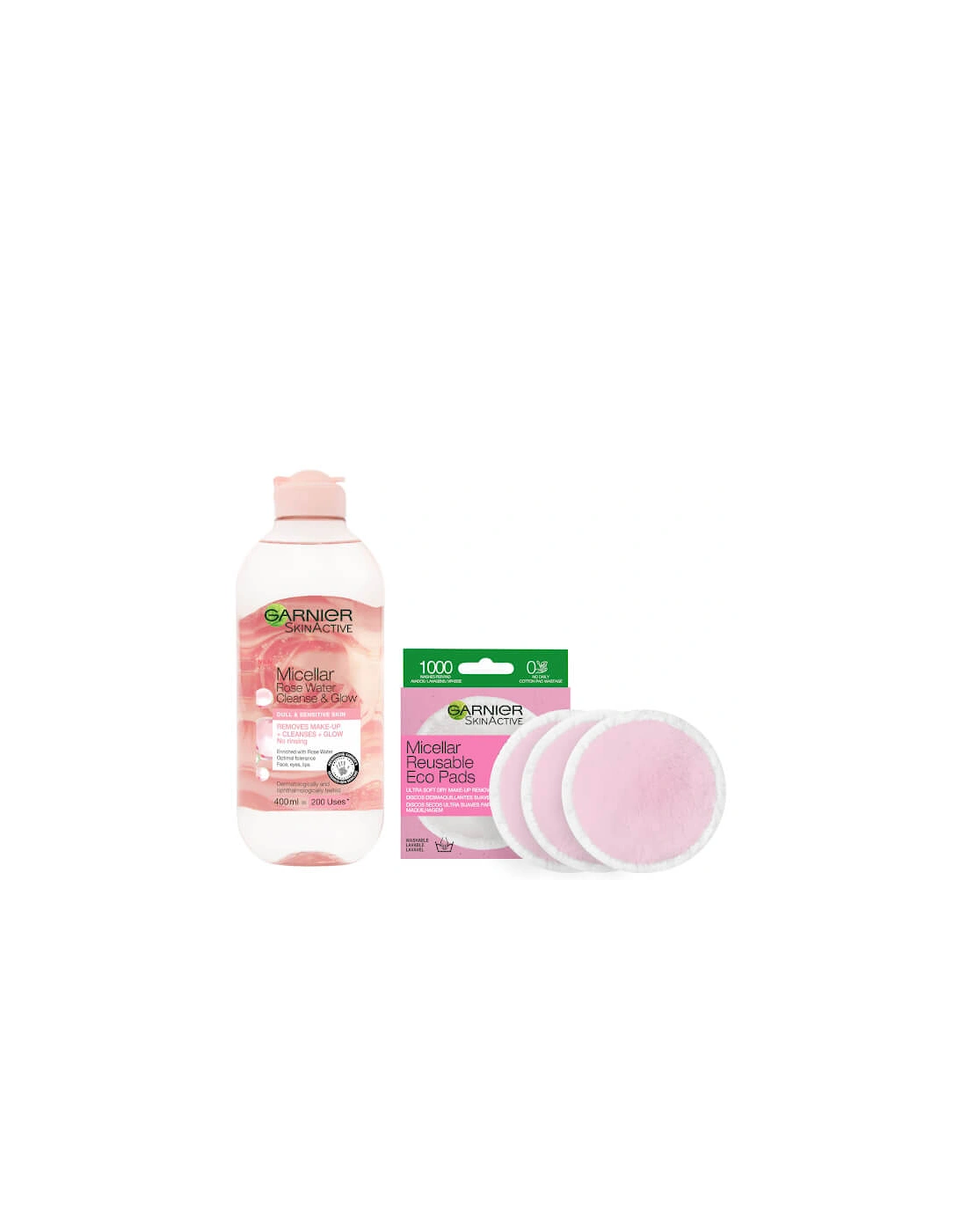 Makeup Remover Eco Pads and Rose Micellar Water Duo Set, 2 of 1