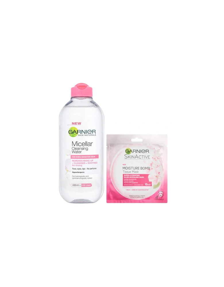 Micellar Water Sensitive Skin and Hydrating Moisture Bomb Face Sheet Mask Kit Exclusive (Worth £8.98)