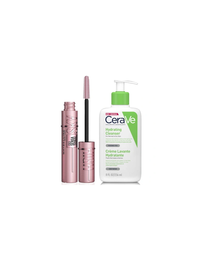 CeraVe Hydrating Hyaluronic Acid Cleanser and Sky High Mascara Duo for Dry Skin