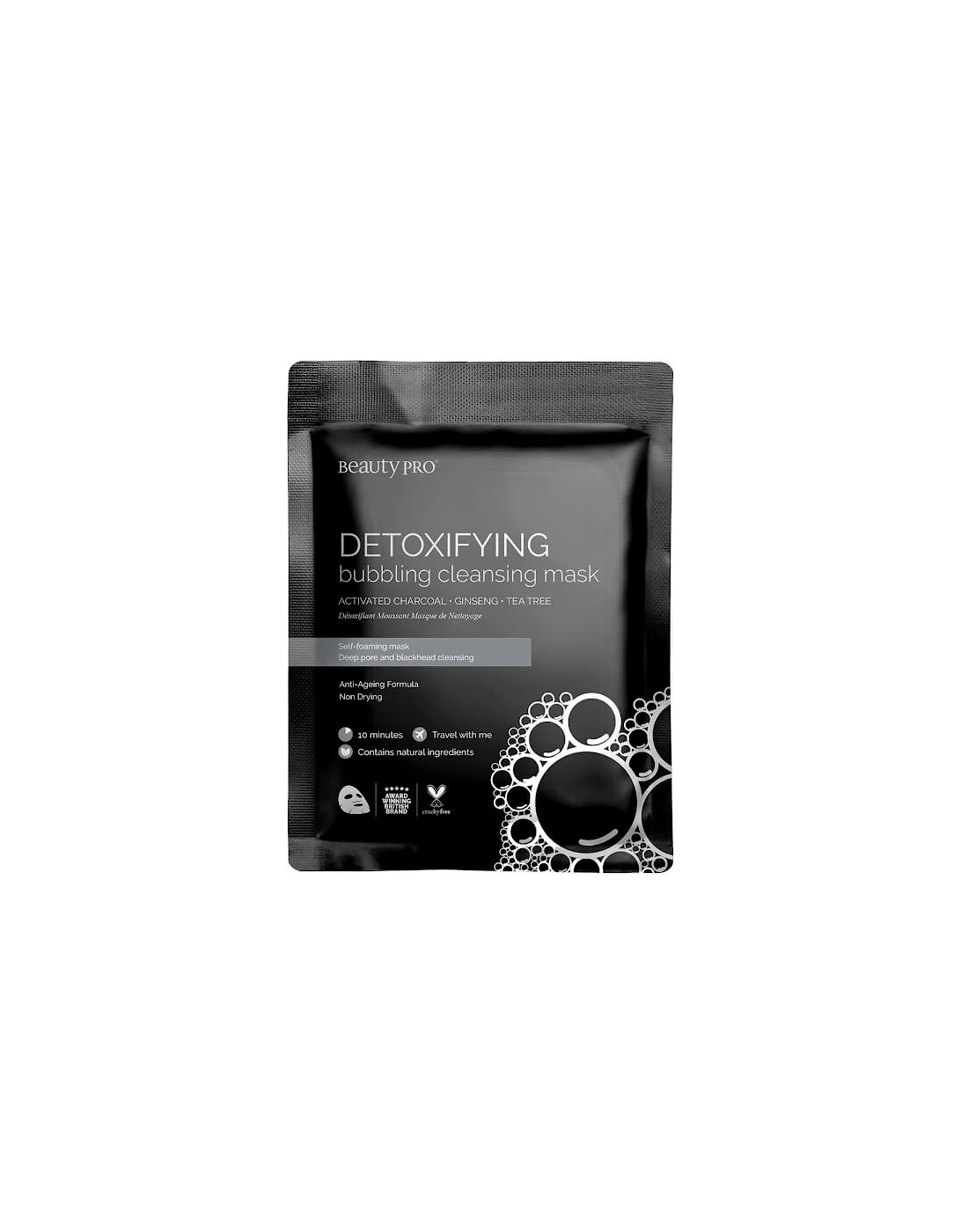 Detoxifying Foaming Cleansing Sheet Mask with Activated Charcoal - BeautyPro, 2 of 1