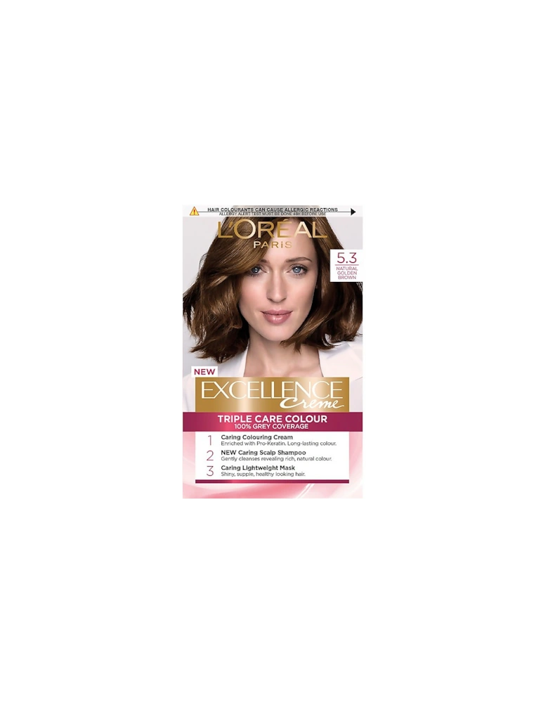 Paris Excellence Crème Permanent Hair Dye - 5.3 Natural Golden Brown