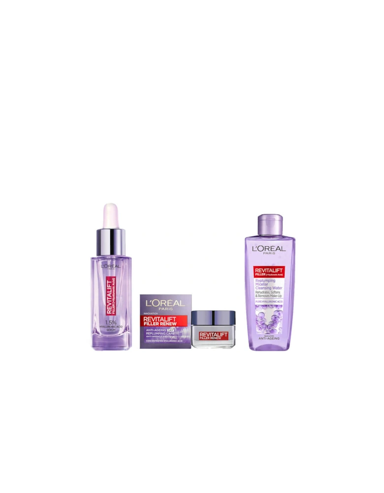 Paris Revitalift Filler Hyaluronic Serum, Day Cream and Micellar Water Bundle