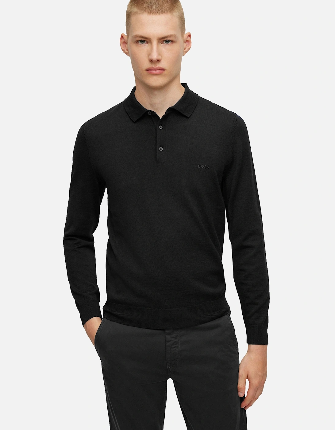 Boss Black Bono-l Long Sleeved Polo Shirt Black