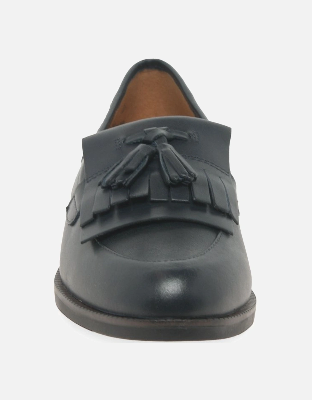 Cait Womens Leather Fringe Tassel Loafer Flats
