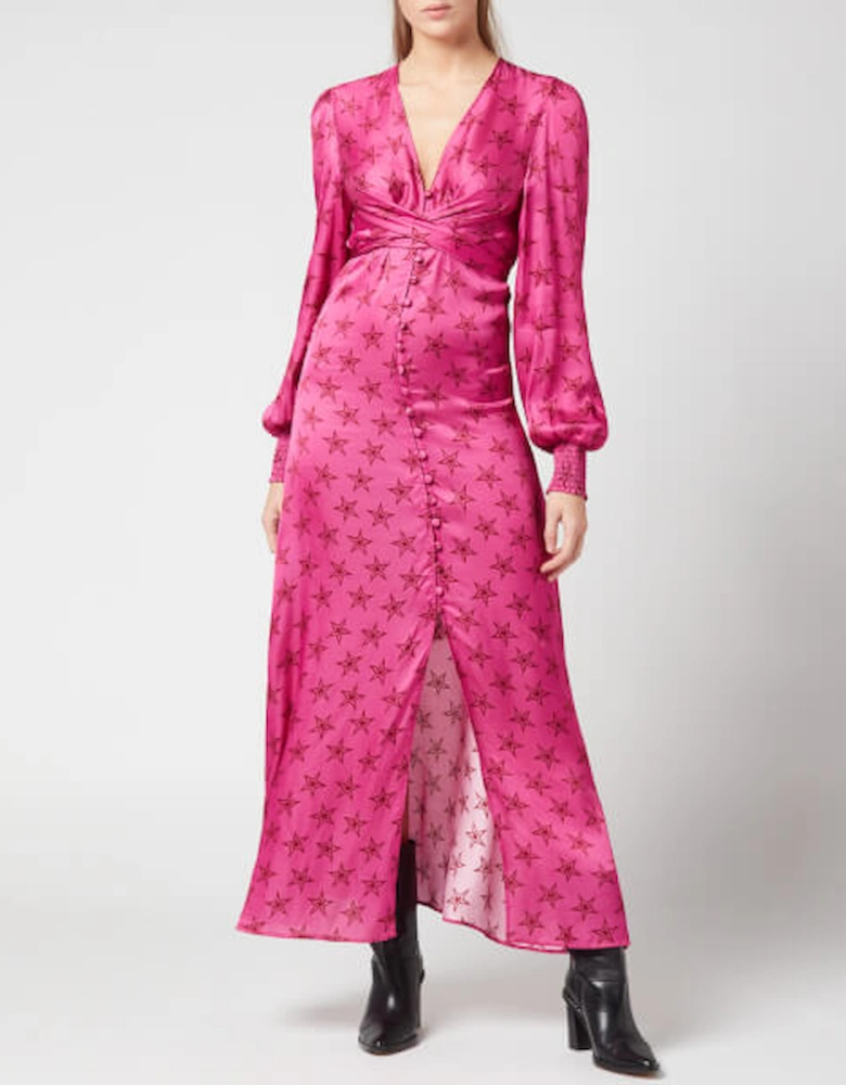 Women's Aurora Retro Star Print Maxi Dress - Pink Star Print - - Home - Women's Aurora Retro Star Print Maxi Dress - Pink Star Print