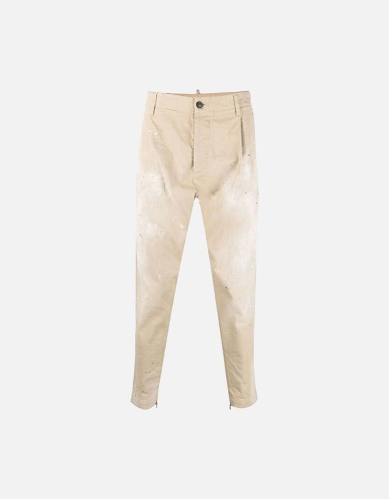 Mens Paint Splash Trousers Cream