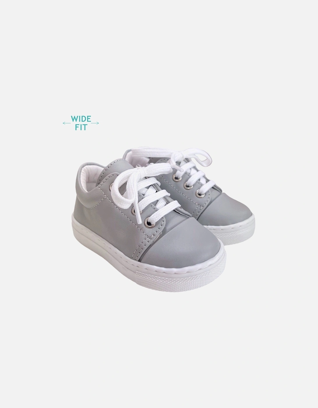 Light Grey Leather Santiago Trainers, 4 of 3