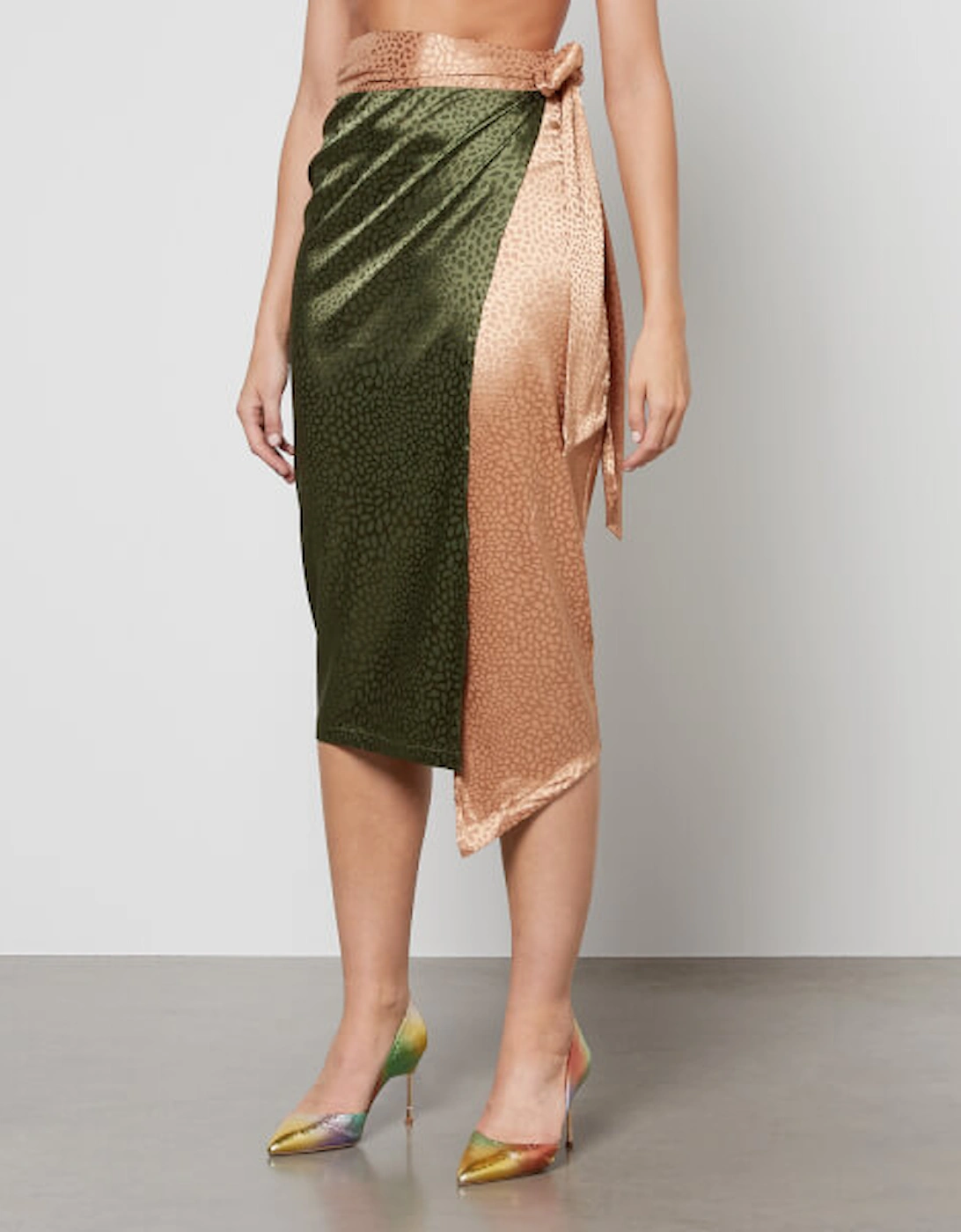 Jaspre Satin Wrap Midi Skirt, 2 of 1