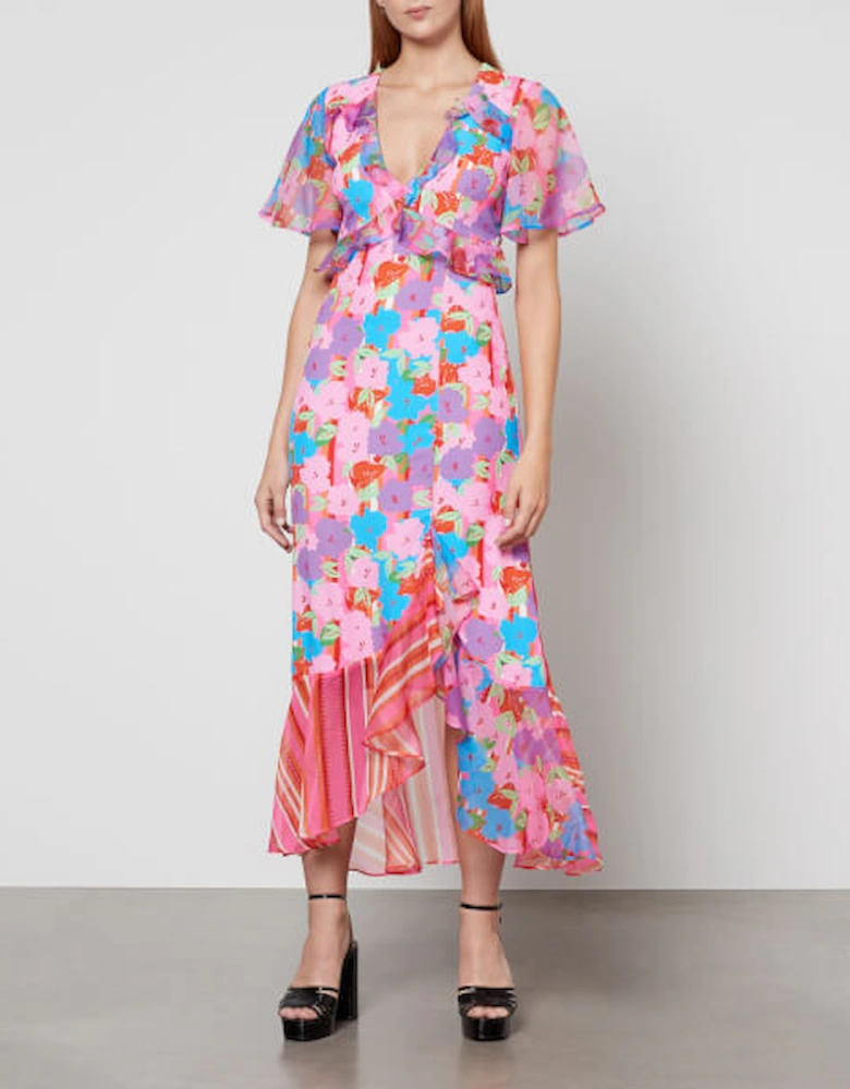 Saski Ruffle Floral Print Midi Dress