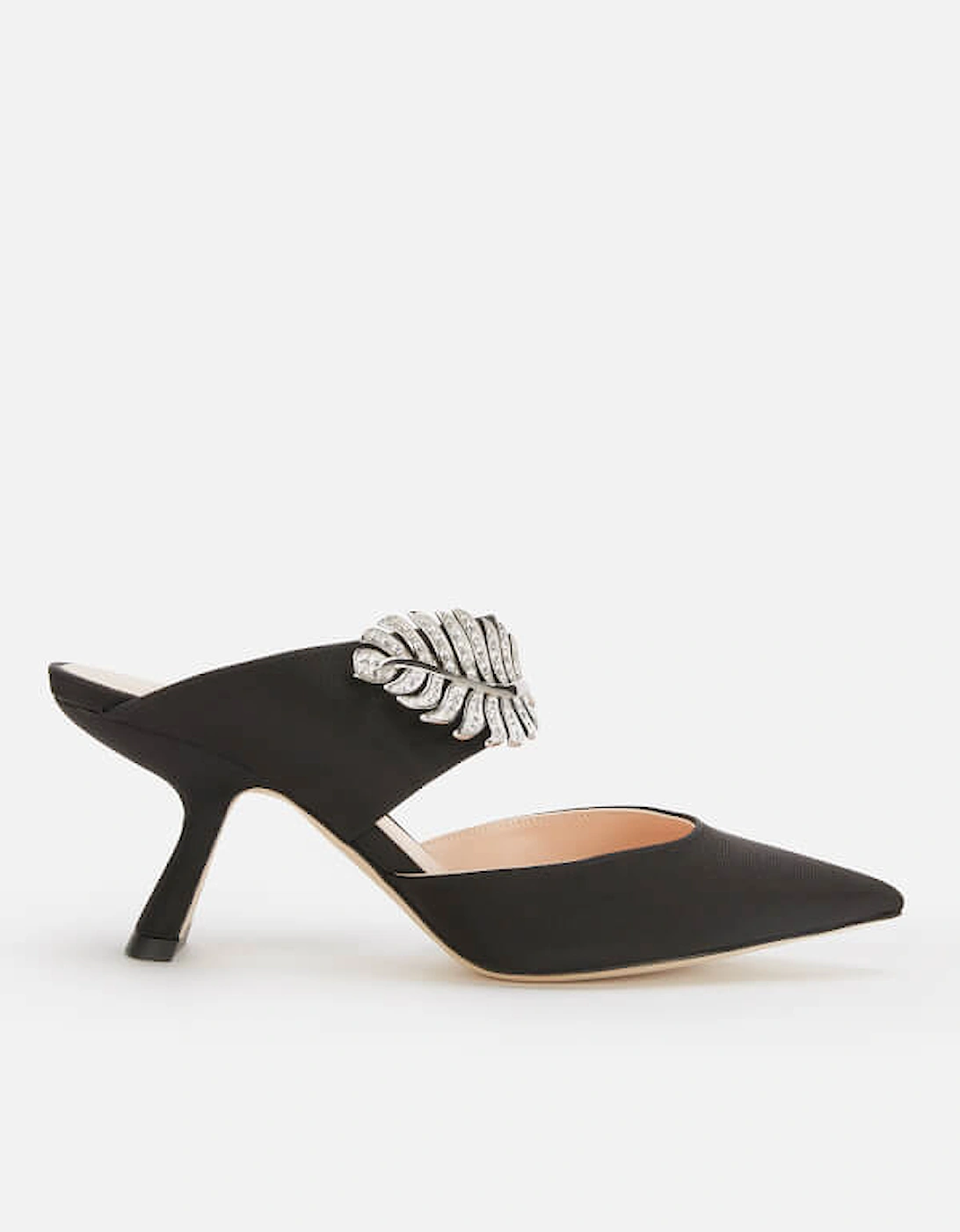 Women's 70Mm Monstera Silk Heeled Mules - Black - - Home - Women's 70Mm Monstera Silk Heeled Mules - Black