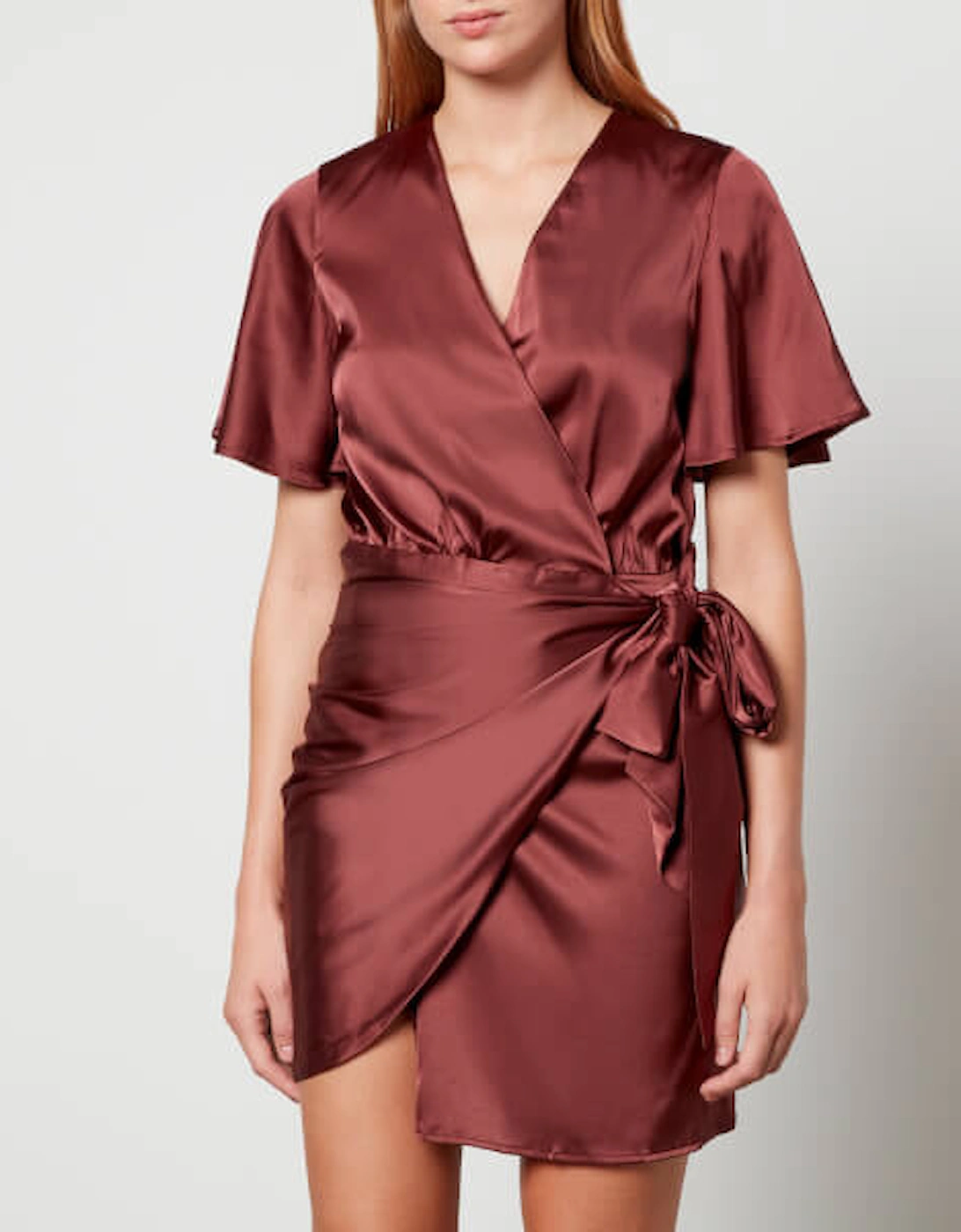 Vienna Satin Mini Wrap Dress, 2 of 1