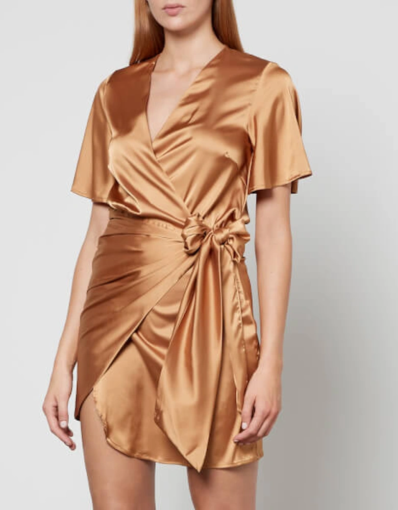 Vienna Satin Wrap Mini Dress