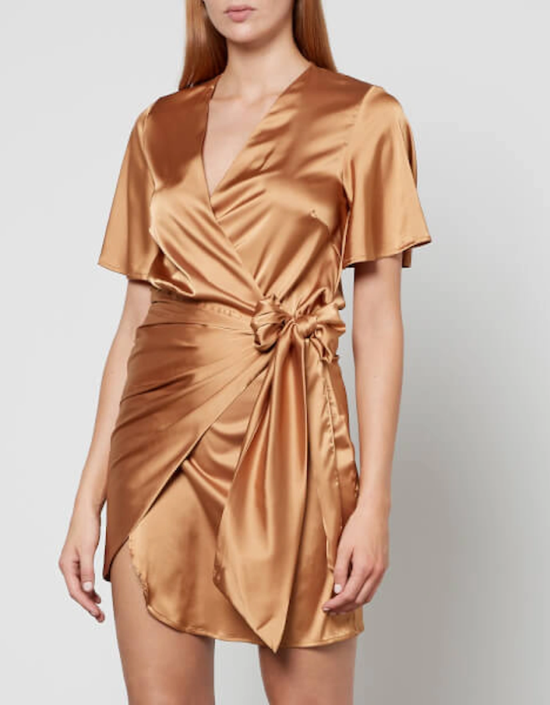 Vienna Satin Wrap Mini Dress, 2 of 1