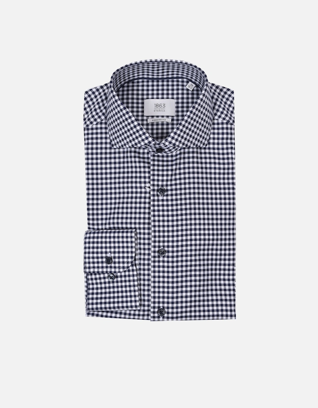Eterna Modern Fit Checked Shirt Navy Check, 4 of 3
