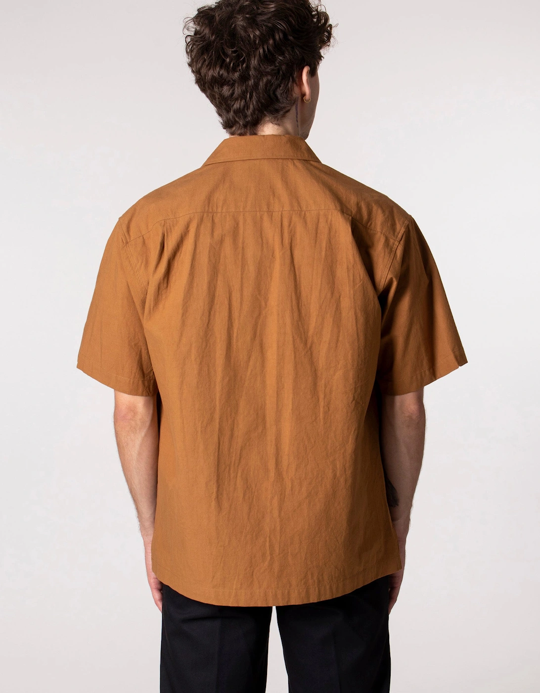 Relaxed Fit Short Sleeve Two Pocket Linen Shirt