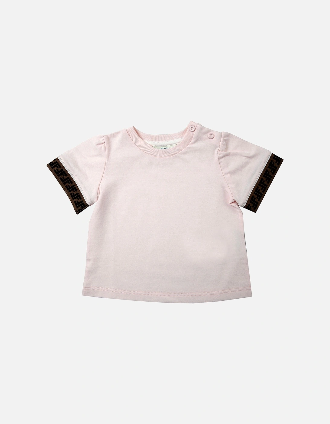 Baby Girls Ff Cuff Logo T-shirt Pink, 2 of 1